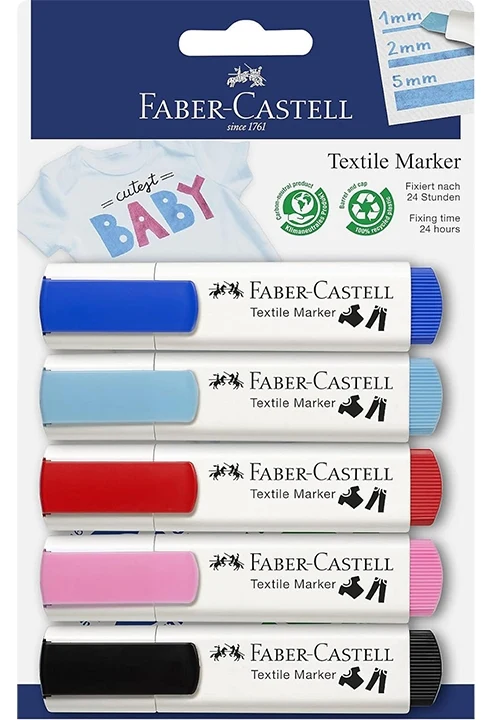 Set 5 Pennarelli Per Tessuti Faber-Castell