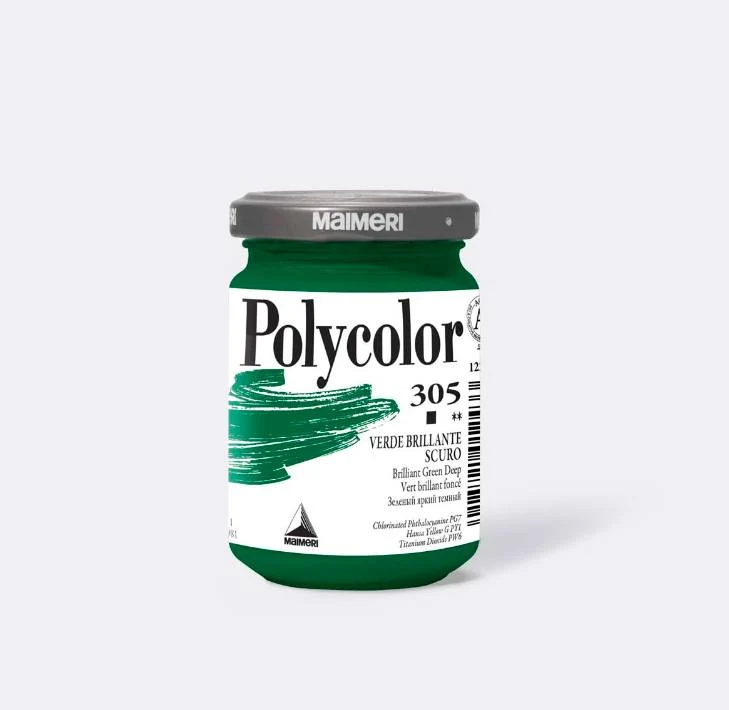 Polycolor 305 Maimeri Verde Brillante Scuro Tempera Vinilica 140ml