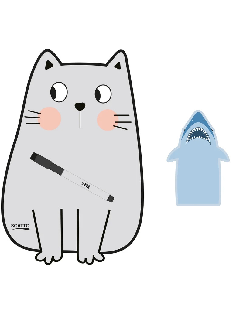Lavagna Magnetica Design Animali Squalo E Gatto