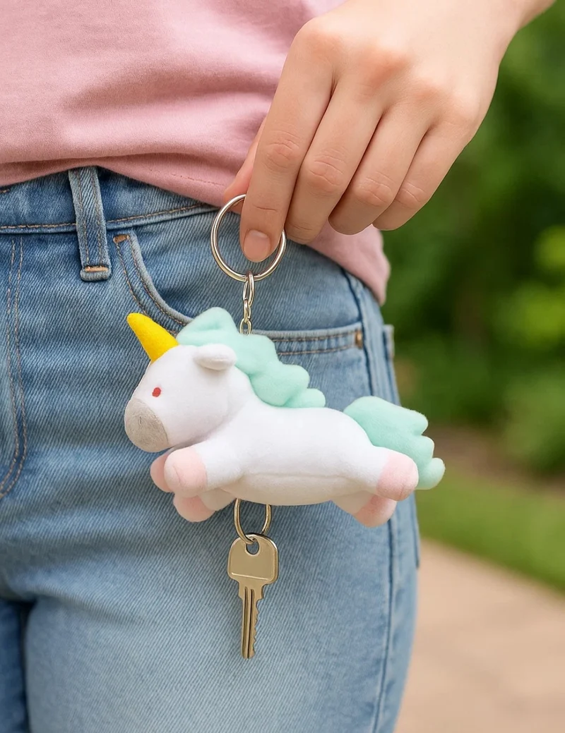 Portachiavi In Peluche Unicorno