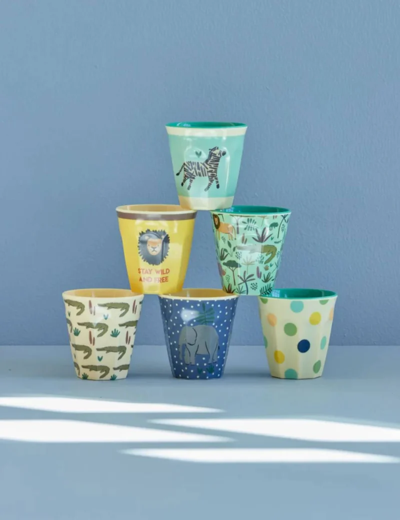 Rice Set 6 Bicchieri In Melamina Blue Jungle Print