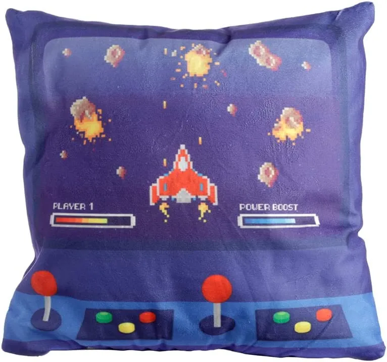 Cuscino Con Decorazione Game Over LED Bianco E Blu Puckator