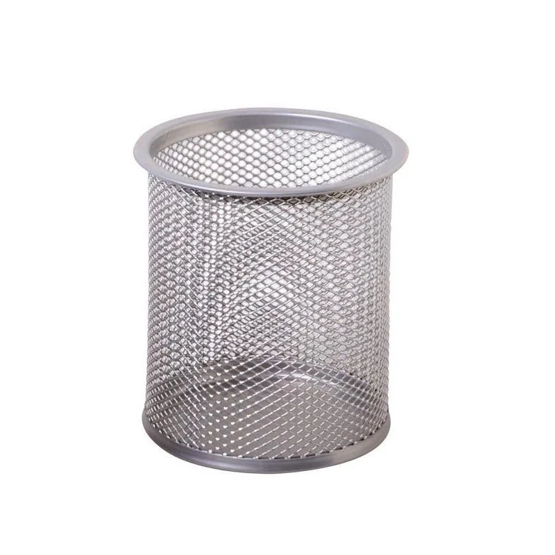 Contenitore Portapenne Rete Metallo Argento
