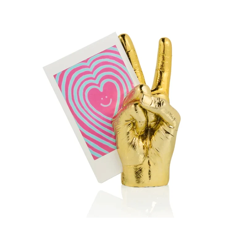 Portafoto Magnetico Mano Simbolo Pace Oro