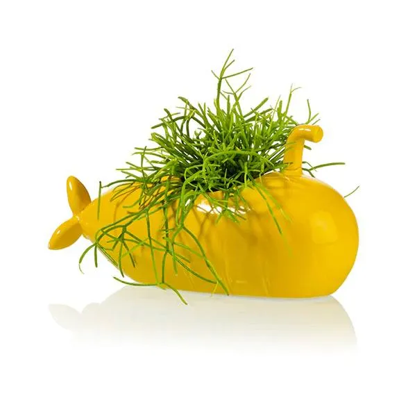 Portapenne In Ceramica Vaso Sottomarino Giallo M