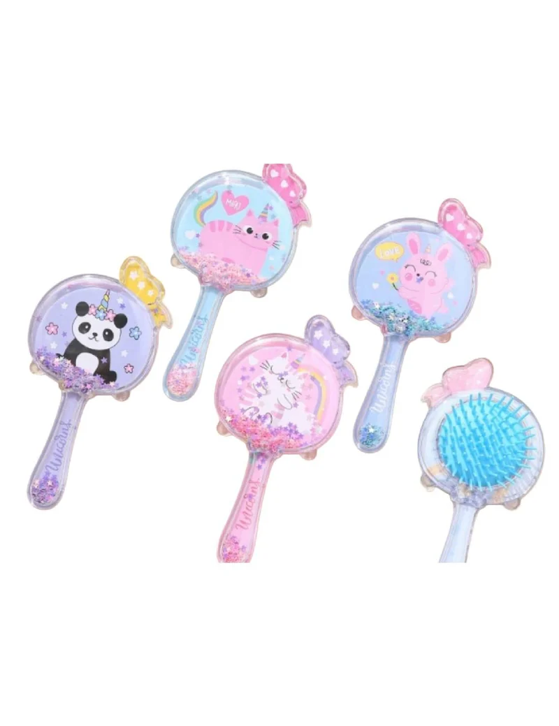 Spazzola Rotonda Glitter Con Animaletti