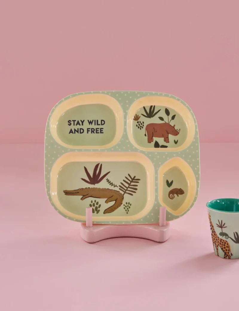 Rice Piatto Per Bambini Melamina Jungle Blu 24cm