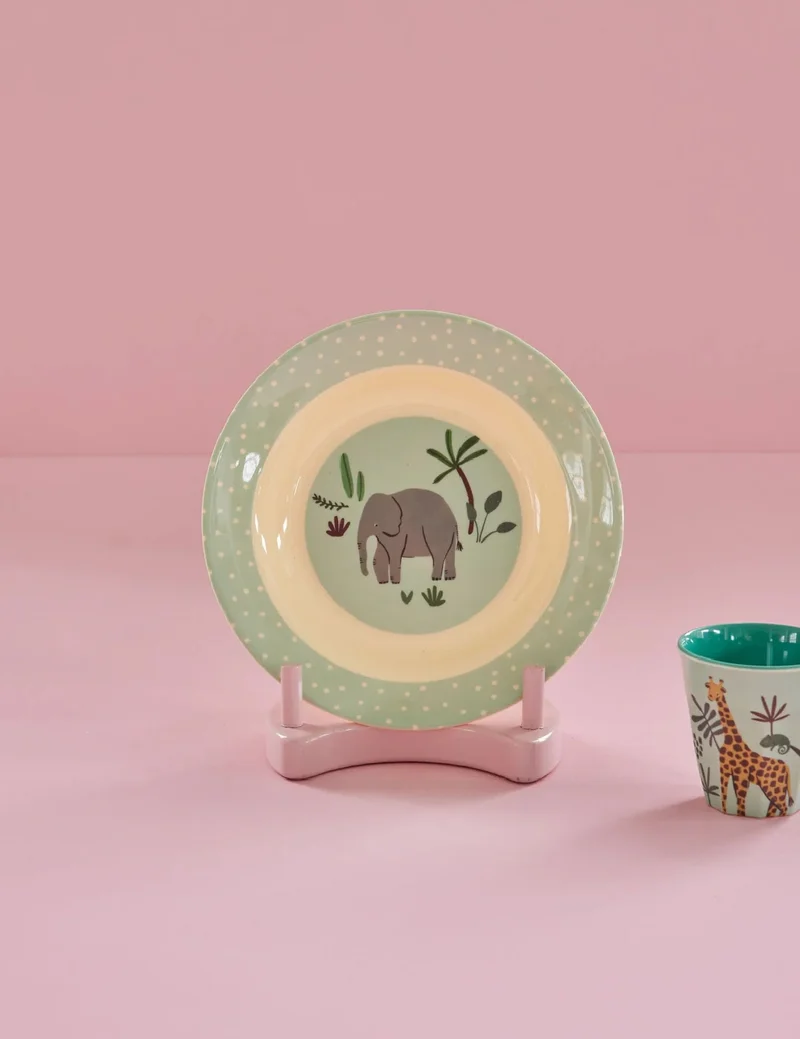 Rice Piatto Fondo Per Bambini In Melamina Elefante 20cm