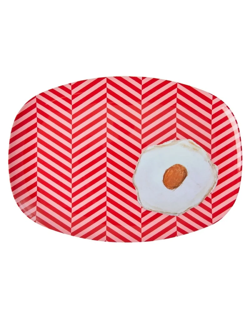 Rice Piatto Piano Rettangolare Rosso Uovo 30cm