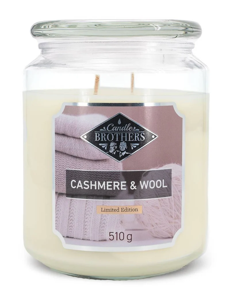 Candela Profumata In Vetro Candle Brothers 510gr - Cashmere E Lana