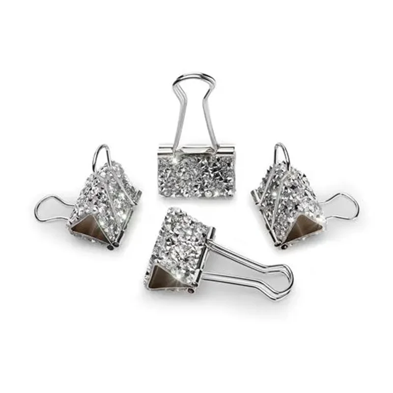 Set Fermacarte A Molla In Metallo Con Strass Chiara Ferragni 4pz