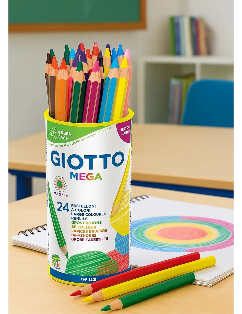 Mega Pastelloni Matite Colorate Giotto Barattolo Da 24pz