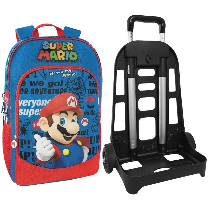 Zaino Organizzato Trolley Staccabile New Super Mario