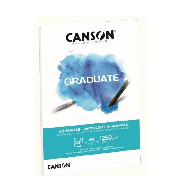 Album Blocco Graduate Acquarello Canson A4 250g/m² 20 Fogli Grana Fina