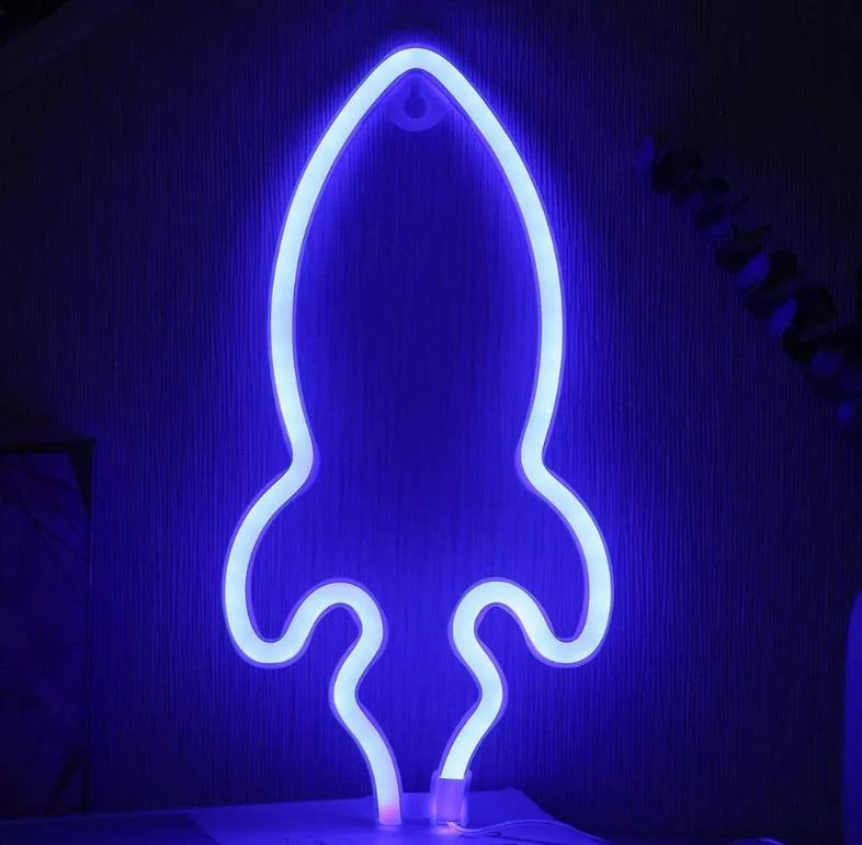 Lampada Insegna Neon Led Blu Razzo