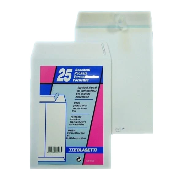 Buste Sacchetti Bianchi Blasetti 25x35cm Autoadesive 25 pz