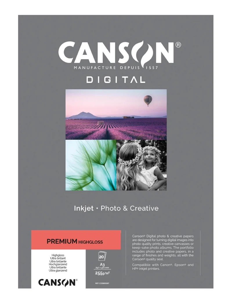 Carta Fotografica Canson Premium A3 20 Fogli 255gr High Gloss