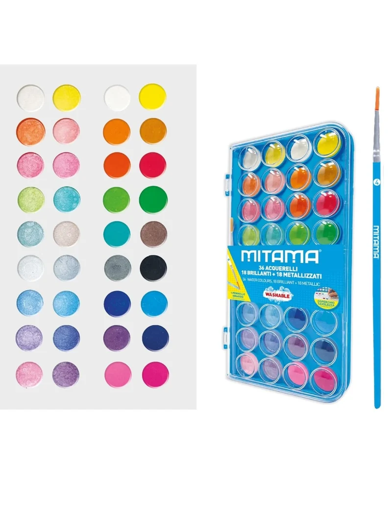 Kit Acquerelli Lavabili Sfumabili 36 Colori