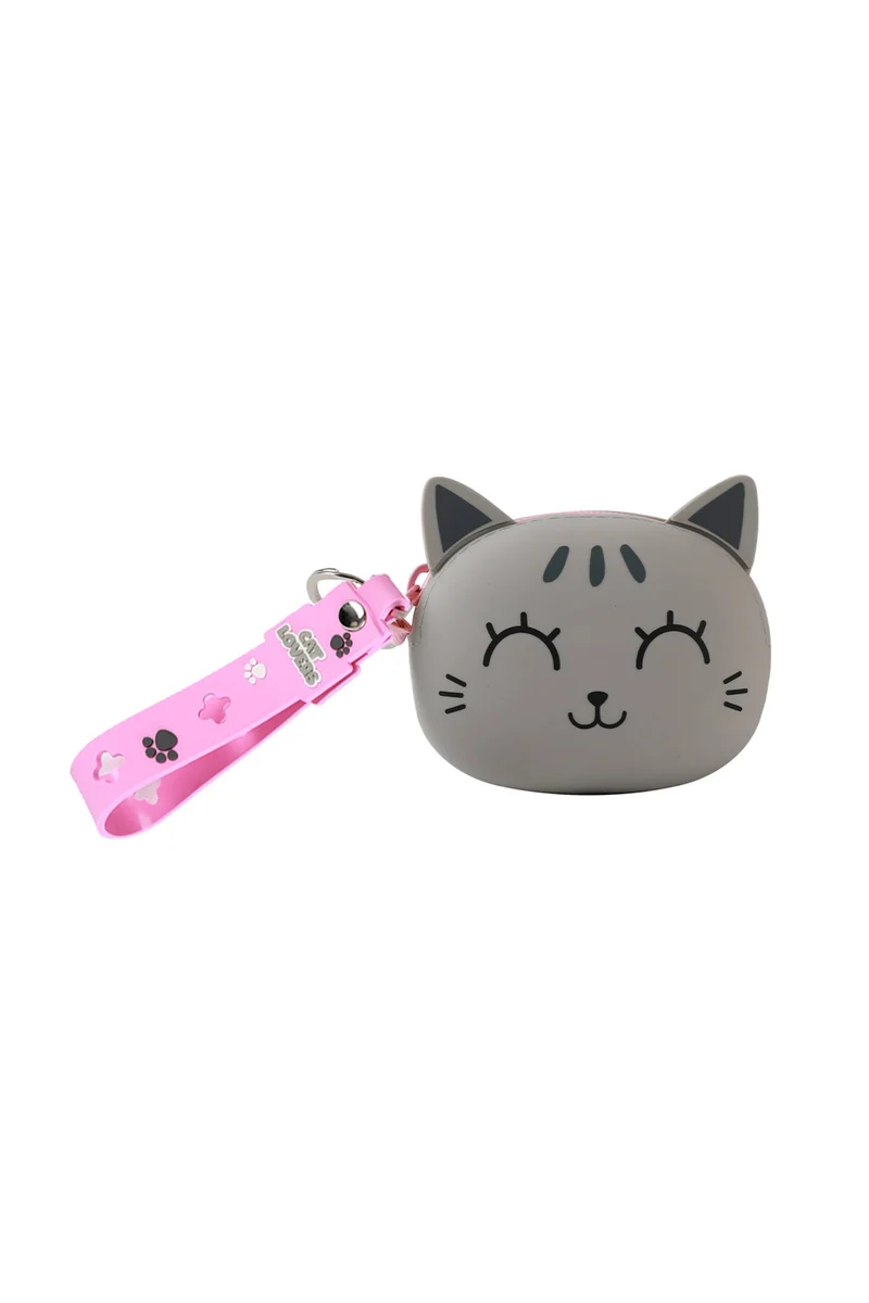 Borsellino Portamonete In Silicone Grey Cat