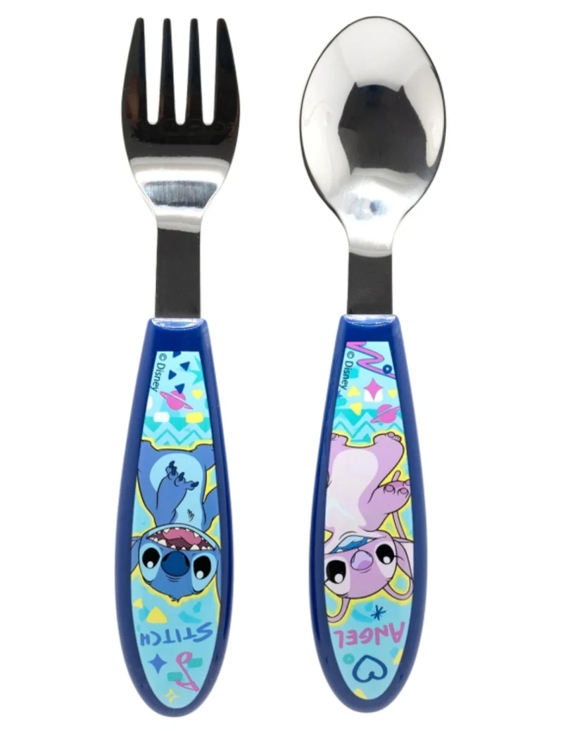 Set Posate In Acciaio Disney Stitch E Angel 2pz