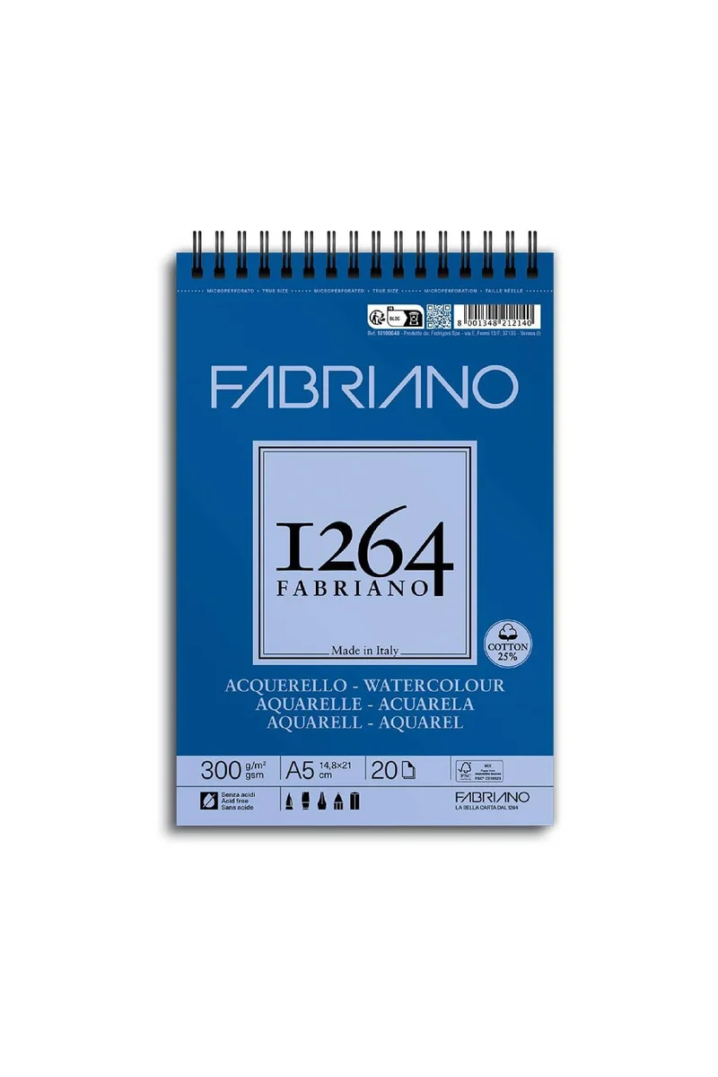 Blocchi Fabriano 1264 Acquarello A5 300gr Spiralato 20ff