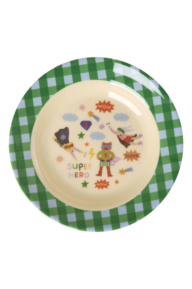 Rice Piatto Fondo Per Bambini Melamina Supereroi 20cm