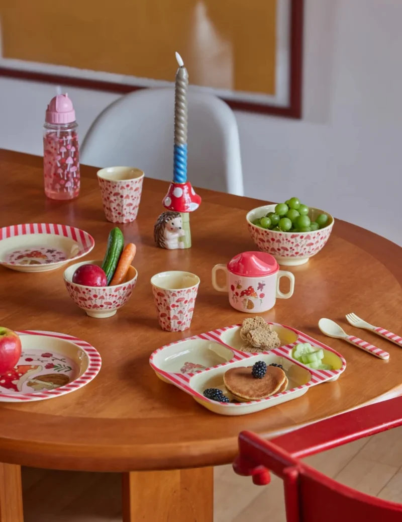 Rice Set Pappa In Melamina Rosa Foresta Felice 4pz