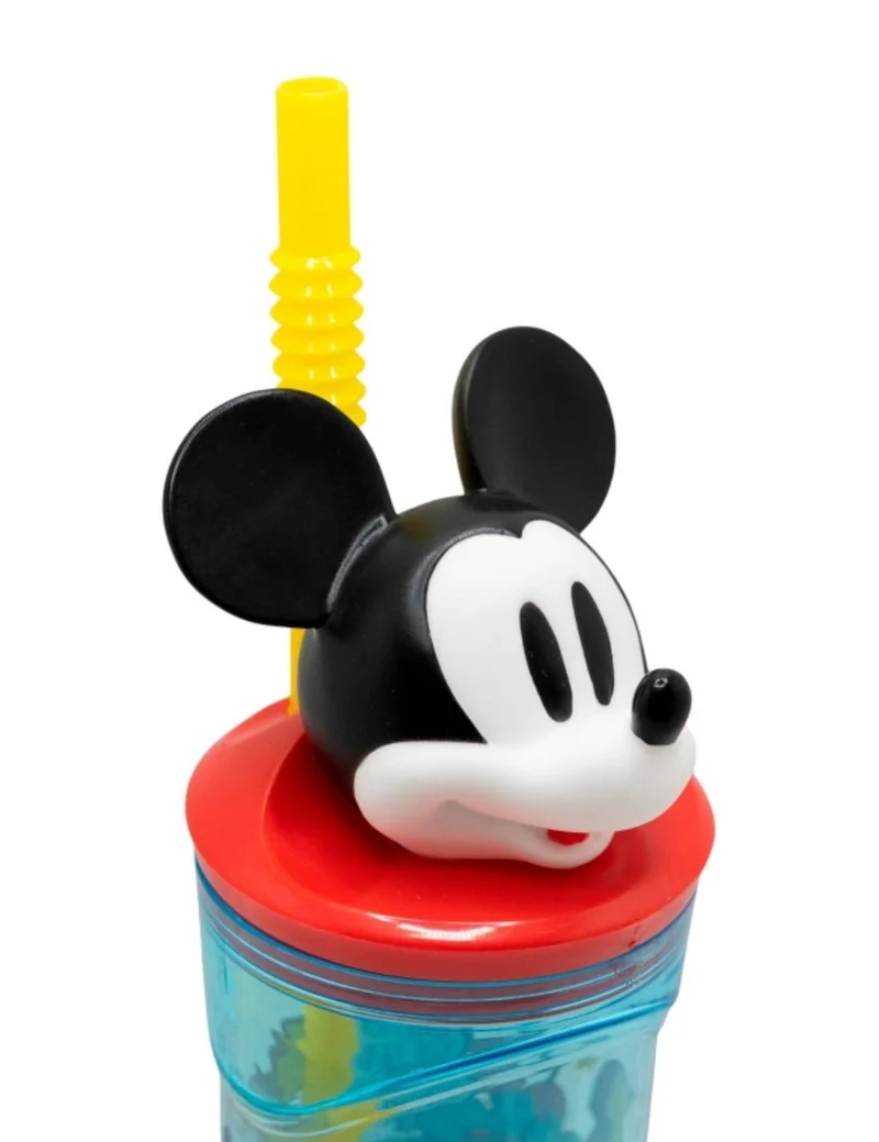Bicchiere Borraccia Con Cannuccia Disney Topolino 3D 360ml