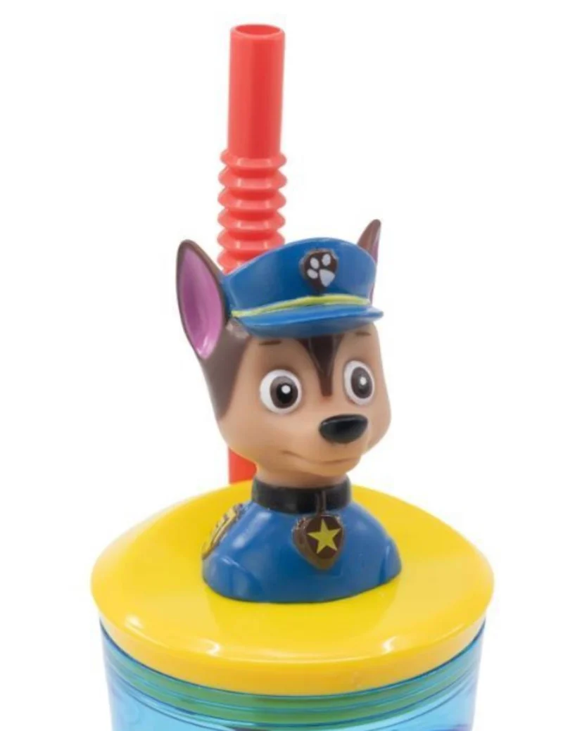 Bicchiere Borraccia Con Cannuccia Paw Patrol 3D 360ml