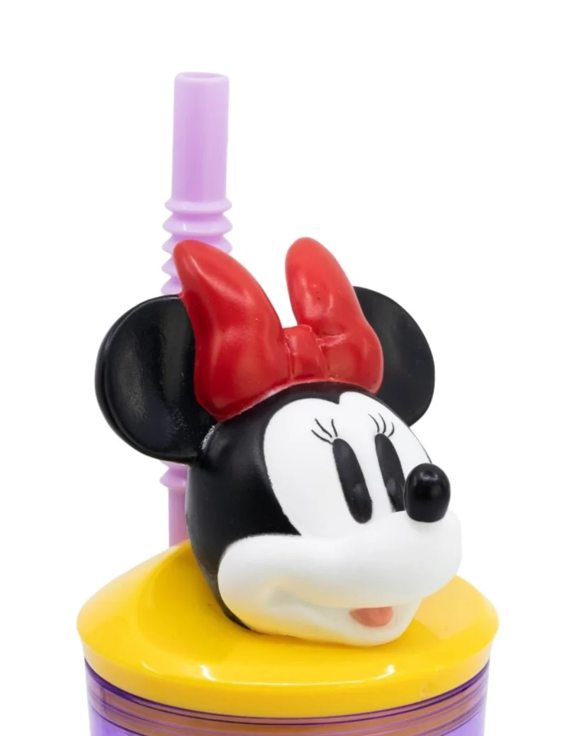 Bicchiere Borraccia Con Cannuccia Disney Minnie Mouse 3D 360ml