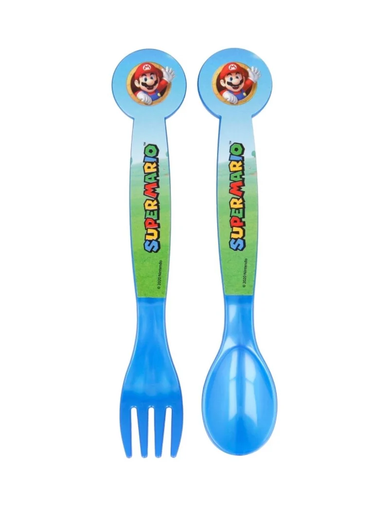 Set Posate Per Bambini Cucchiaio E Forchetta Super Mario