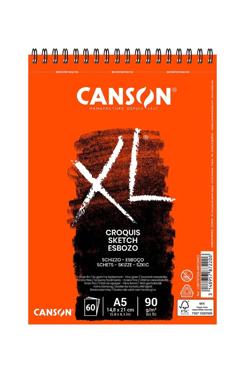 Album Blocco XL Croquis Schizzo Canson Microperforato A5 90g/m² 60 Fogli