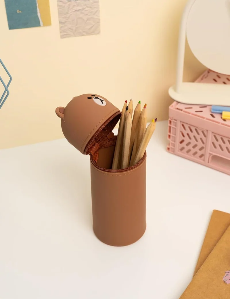 Portapenne In Silicone Line Friends Brown Orsetto Teddy 3D