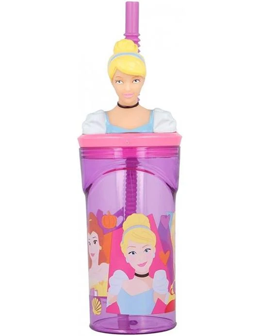 Borraccia Con Cannuccia Principesse Disney In Tritan 3D 360ml