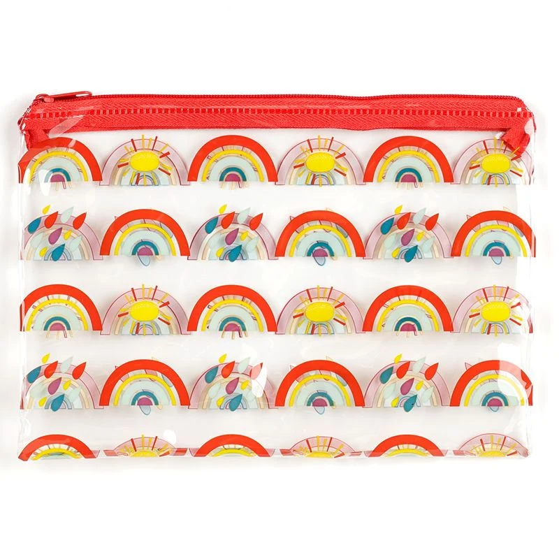 Astuccio Portapenne Silicone Trasparente Con Arcobaleni