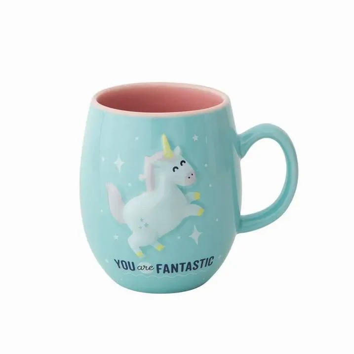 Tazza In Ceramica Azzurra Unicorno