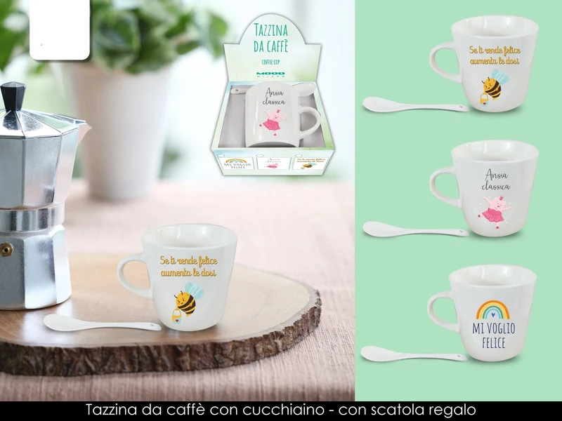 Tazzina Singola In Ceramica Con Testo Prodotto Assortito