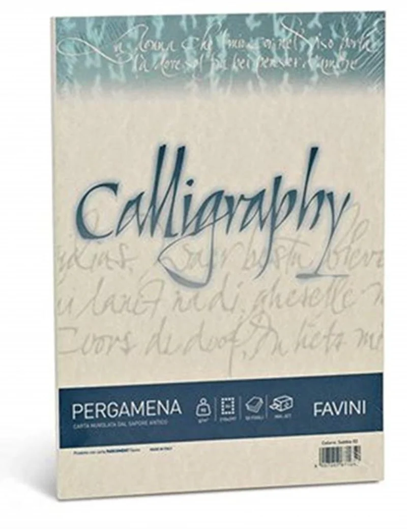 Fogli Pergamena Favini Calligraphy 21x29cm 90g 50 Fogli Oro