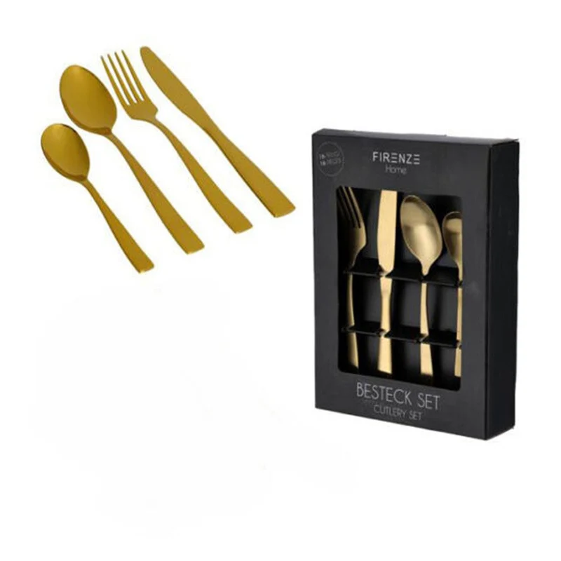 Servizio Posate In Acciaio Inossidabile Color Oro 16pz