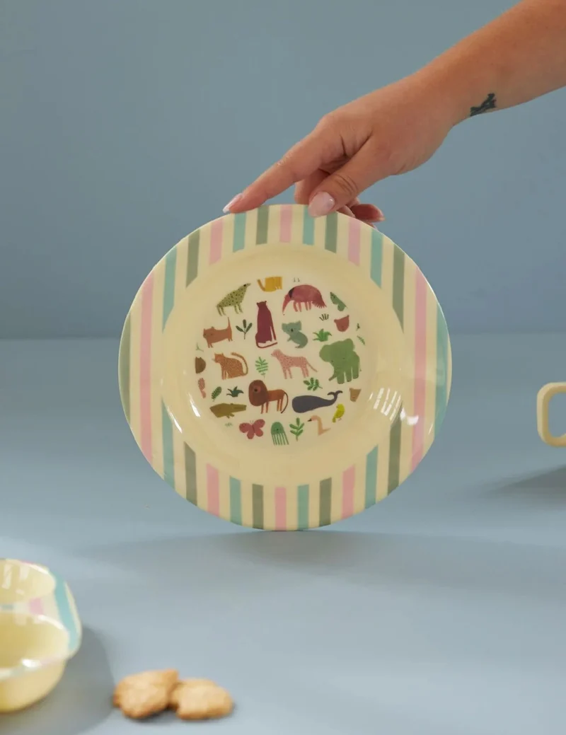 Rice Piatto Fondo Per Bambini Melamina Animali Giungla 20cm