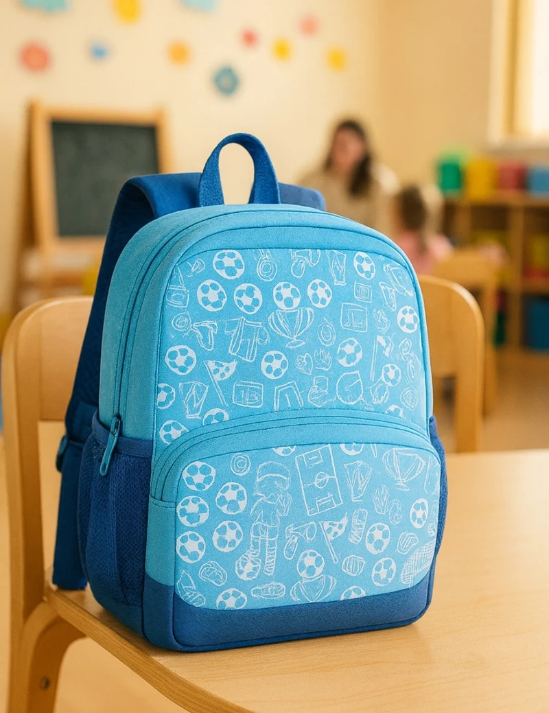 Mini Zaino Asilo Azzurro Calcio