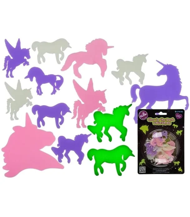 Stikers Unicorni Fluorescenti Da Attaccare A Mobili E Muri 14Pz