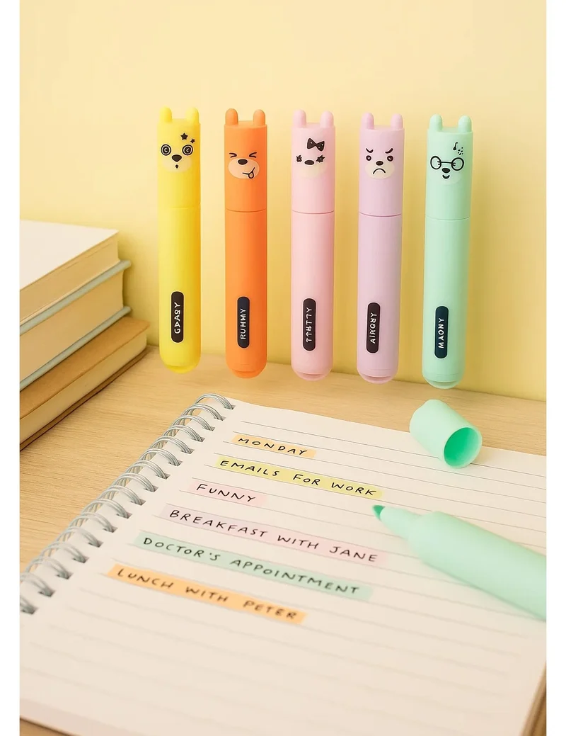 Mini Evidenziatori Pastello Teddy's Style Set 6pz