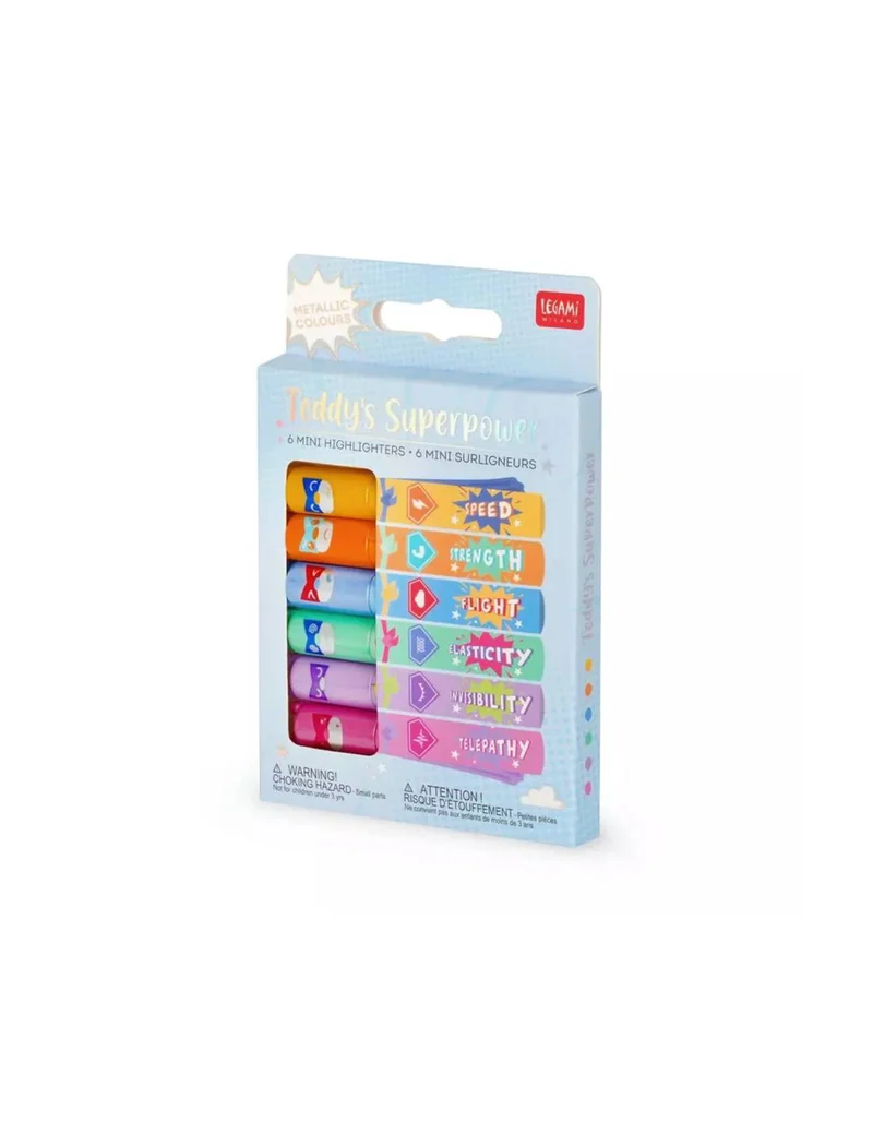 Set 6 Mini Evidenziatori Teddy's Superpower