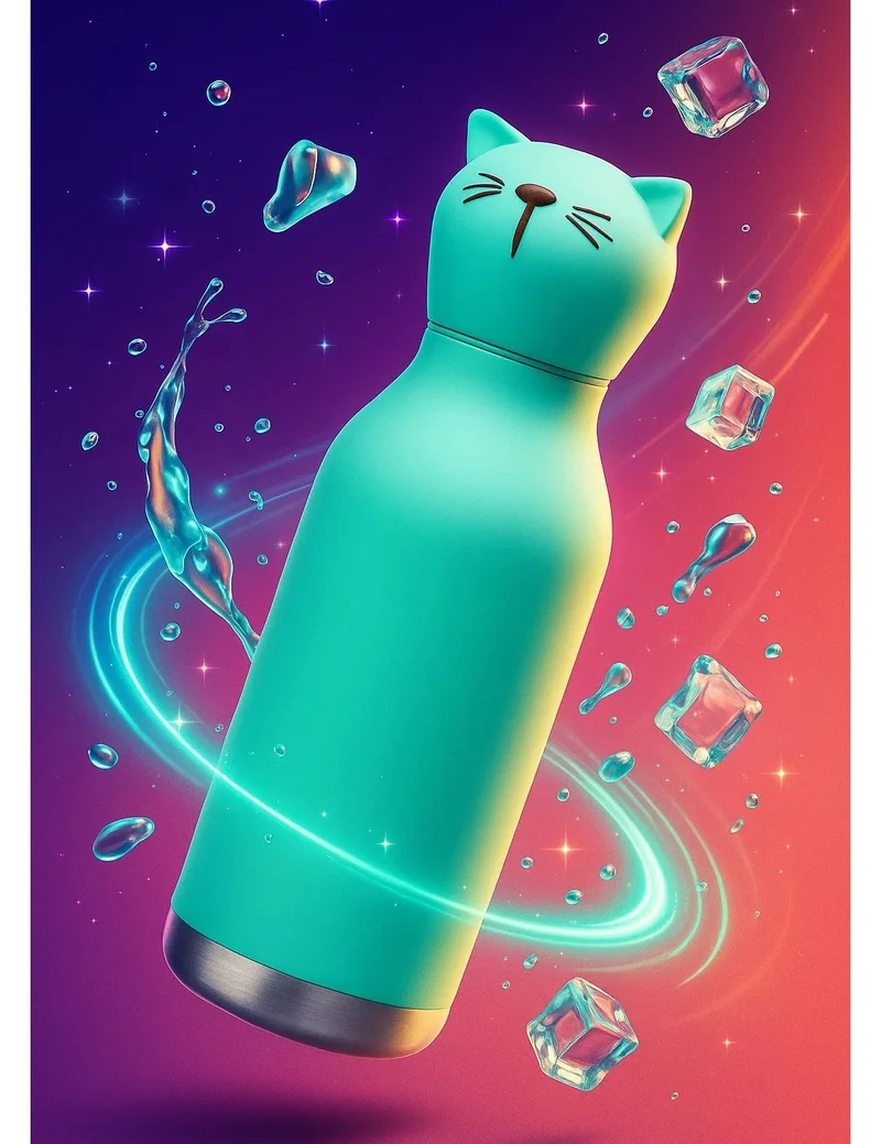 Borraccia Termica In Acciaio Inox Bestie Bottle Gatto 460ml
