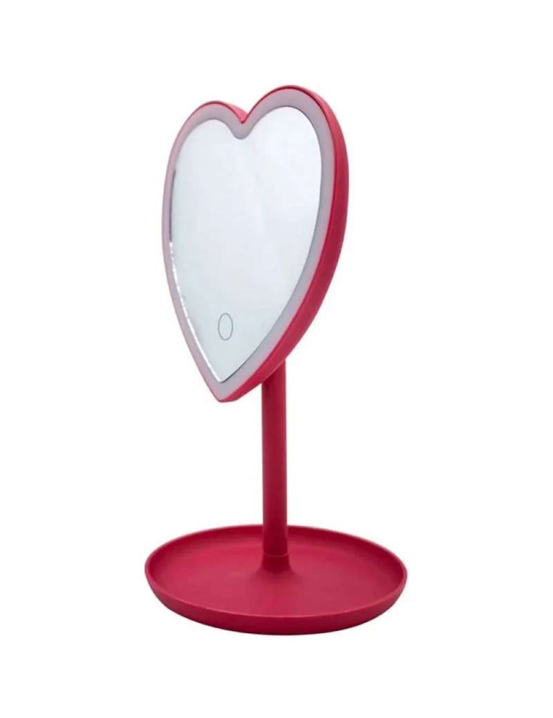 Specchio Da Trucco LED Cuore Rosa 26cm
