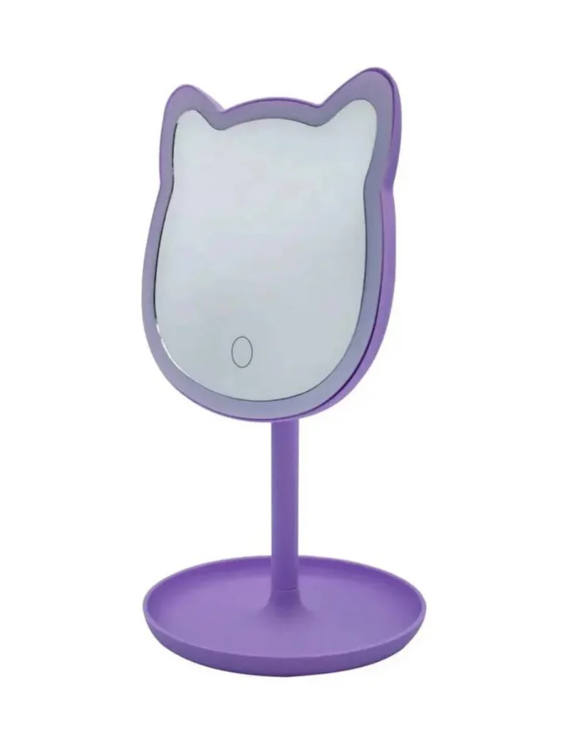 Specchio Da Trucco LED Gatto Viola 26cm