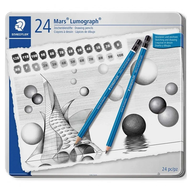 Matite Staedtler Mars Lumograph Scatola In Metallo Da 24pz