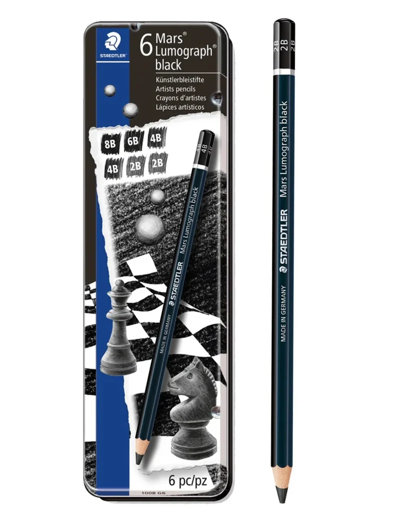 Matite Mars Lumograph Con Astuccio In Metallo 6pz
