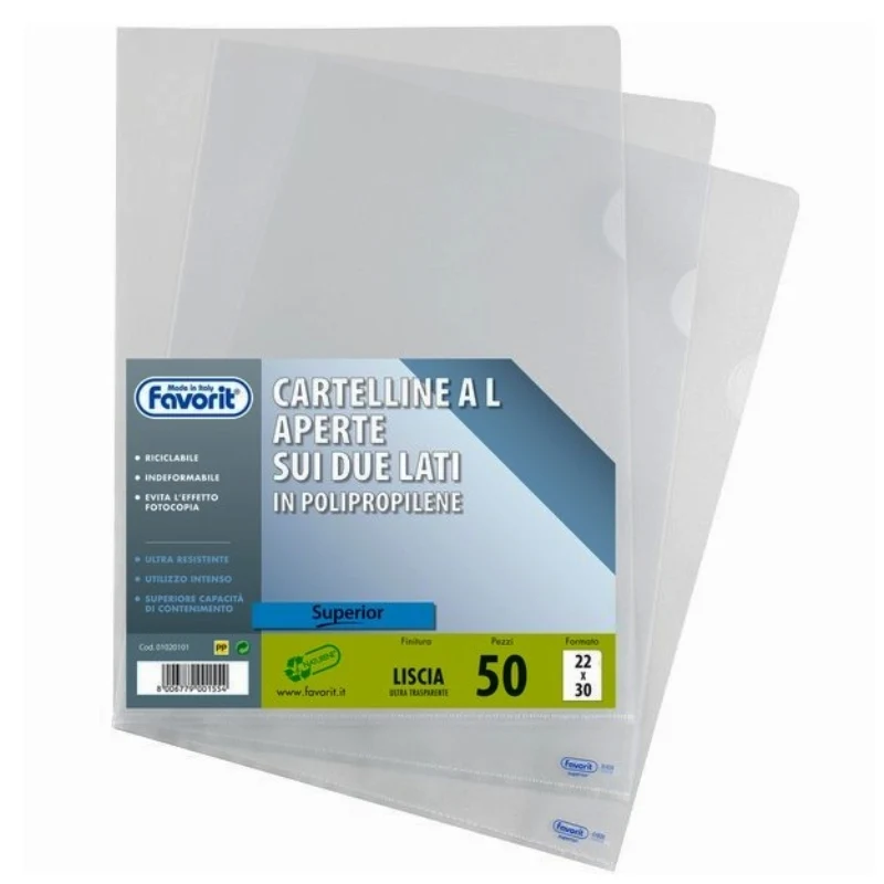 Busta A L Liscia In PPL Trasparente Liscia 22x30cm 50pz
